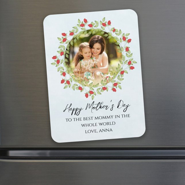 Imán Rosa de acuarela feliz día de la madre foto floral (Subido por el creador)