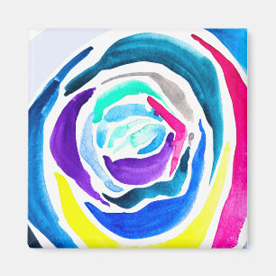 Imán Rosa de arte pop azul acuarela