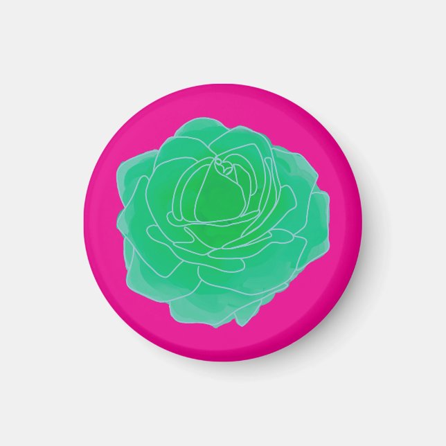 Imán Rosa de arte pop verde (Frente)