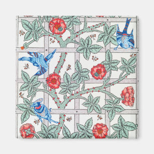 Imán Rosa de escalada y pequeño pájaro, William Morris