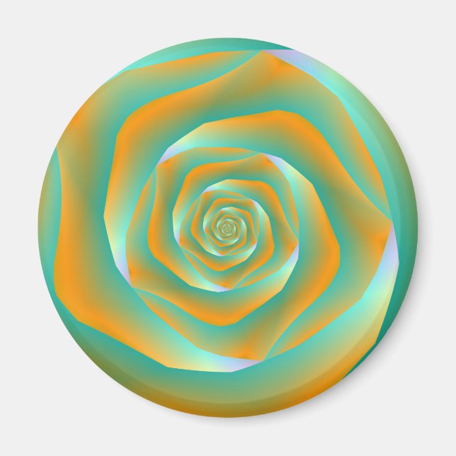 Imán Rosa de espiral verde y naranja (Frente)