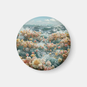 Imán Rosa de flores de colores elegante