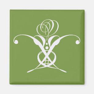 Imán Rosa de Flourish de Arte Verde Deco Blanco