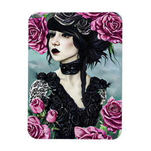 Imán Rosa de gótico Chica Arte original Pintura digital