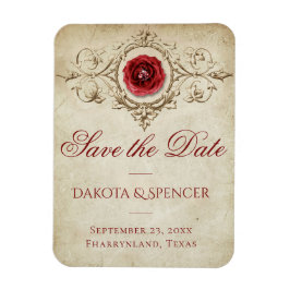 Imán Rosa de joyas | Vintage Crimson Red Save the Date