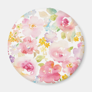 Imán Rosa de la acuarela del pleno verano el floral