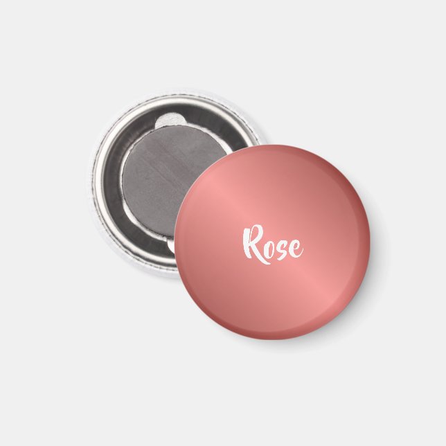 Imán Rosa de nombre personalizado oro (Anverso/Reverso)