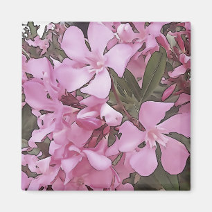 Imán Rosa de Oleander Rosa Laurel Arte Contorno Negro
