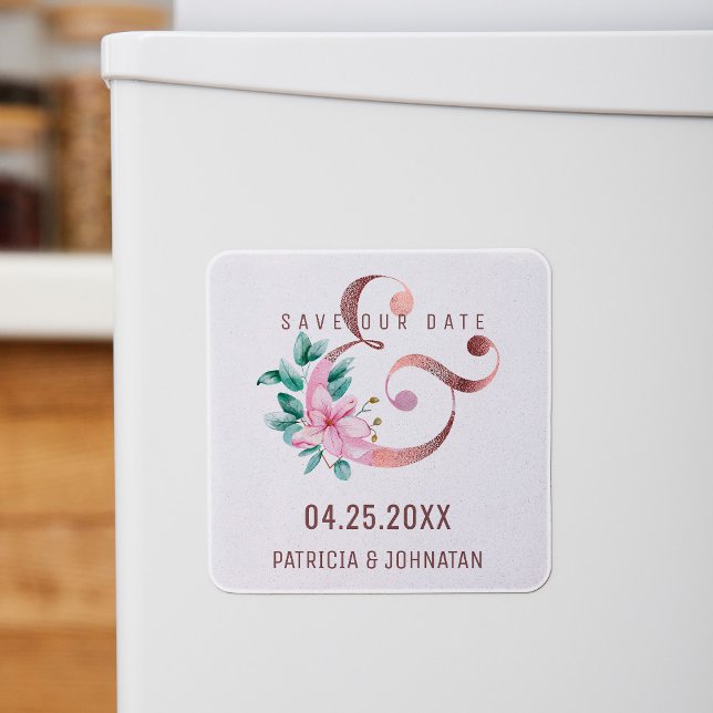 Imán Rosa de oro ampersa y boda floral salvo la fecha (Subido por el creador)