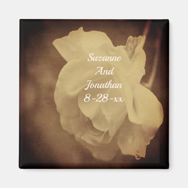 Imán Rosa de Sepia de edad avanzada Boda floral (Frente)