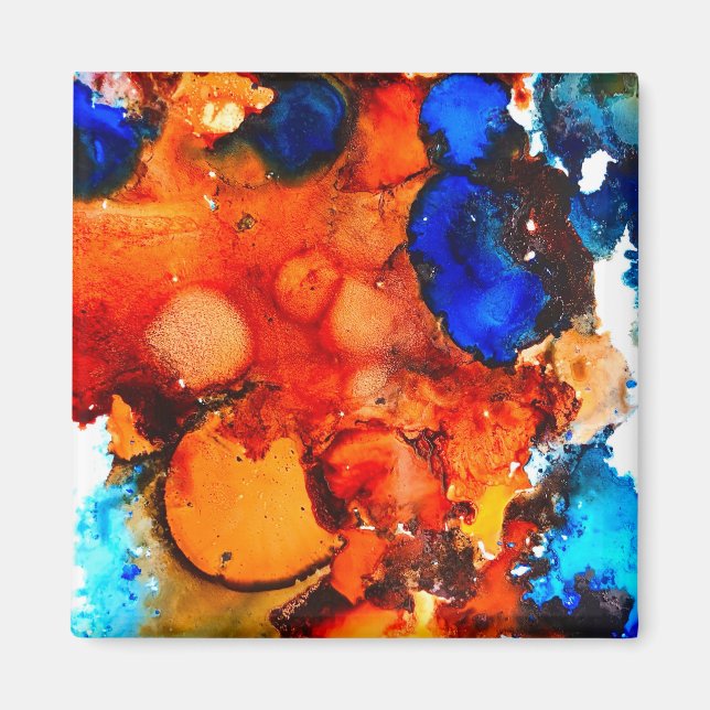 Imán Rosa de tinta de arte abstracto del naranja de roy (Frente)