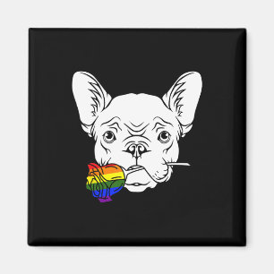 Imán Rosa del Orgullo Gay bulldog Lgbt-q Rainbow French