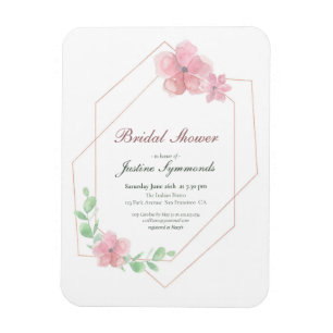 Imán Rosa Dorada Geométrica Floral Bridal Shower