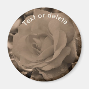 Imán Rosa Flor Personalizada Sepia Vintage