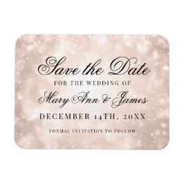 Imán Rosa Gold Champagne Bokeh Elegant Save The Date