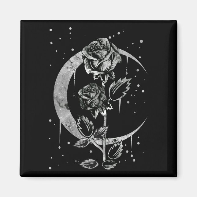Imán Rosa gótico de la luna Crescent Witchart (Frente)