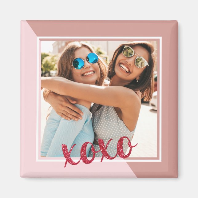 Imán Rosa moderno Oro XOXO Galentine's Day Bestie (Frente)