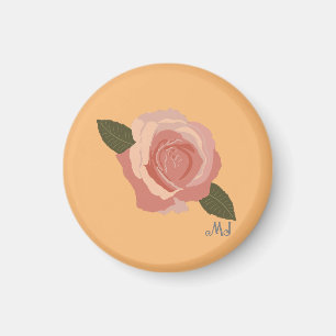 Imán Rosa moderno y elegante de bonito + Naranja inicia