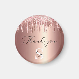 Imán Rosa Monogramado de Oro Purpurinas Dris Gracias