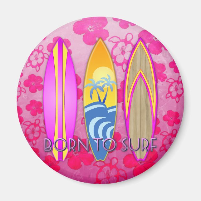 Imán Rosa Nacido En Surf (Frente)