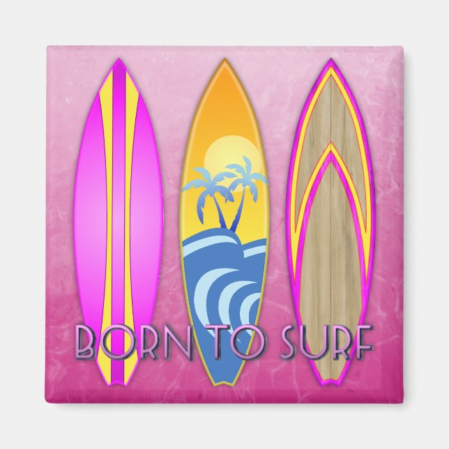Imán Rosa Nacido En Surf (Frente)