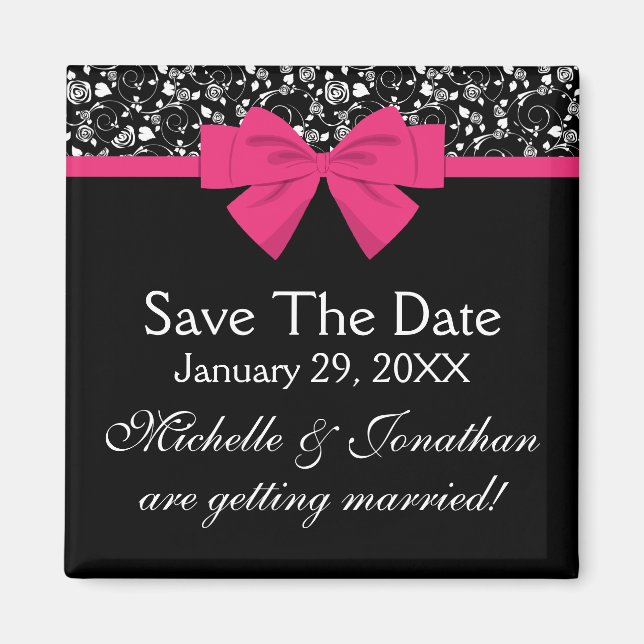 Imán Rosa negra y blanca rosada (Frente)