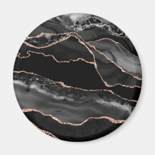 Imán Rosa negro Purpurina de imitación de oro Agate Geo