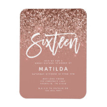 Rosa oro niñita purpurina dulce moderno 16 cumplea