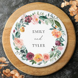 Imán Rosa Otoño Flor Flor Flor Boda de guirnaldas flora<br><div class="desc">Presentamos nuestro Rosa de otoño Flor Floral Floral Wreath Wedding Favor Magnet. Cuenta con un ilustracion de flores y hojas acuáticas para su día especial.</div>