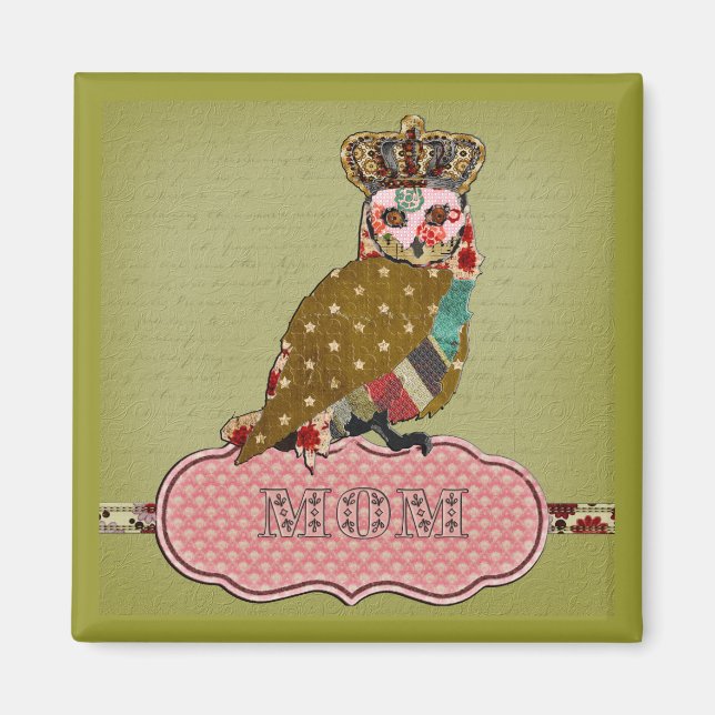 Imán Rosa Owl Mom Magnet (Frente)