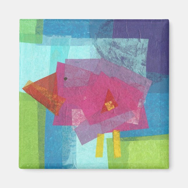 Imán rosa pájaro sobre azul (Frente)