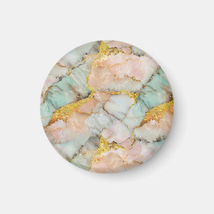 Imán Rosa Pastel, Verde azulado, Mármol Blanco