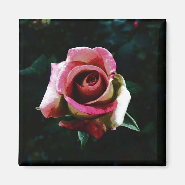 Imán Rosa pintada al óleo (Frente)