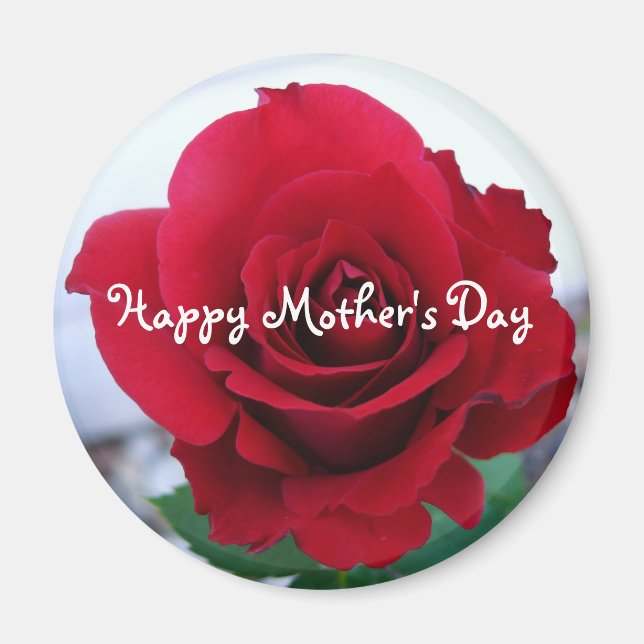 Imán Rosa Roja del Día de la Madre (Frente)