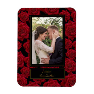 Imán Rosa Roja elegante - Foto Personalizado