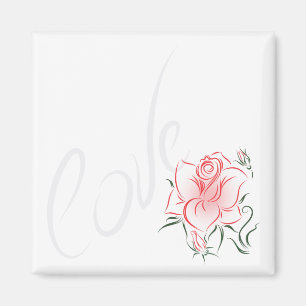 Imán Rosa rojo estilizado y amor