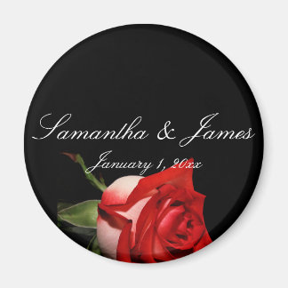 Imán Rosa rojo y blanco Boda personal