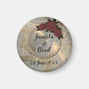 Imán Rosa romántico Wreath Feather Boda