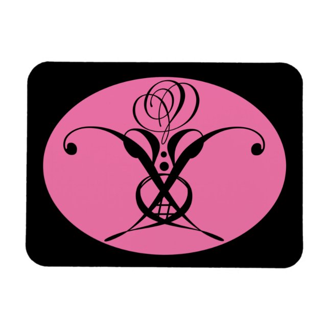 Imán Rosa Rosa y Flourier Negro retro (Horizontal)