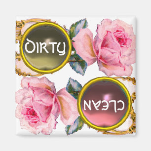 IMÁN ROSA ROSAS Y PIEDRAS DE GEMAS SUCIAS LAVAVAJILLAS 