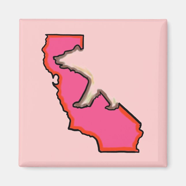Imán rosa símbolo del estado del oso de California (Frente)