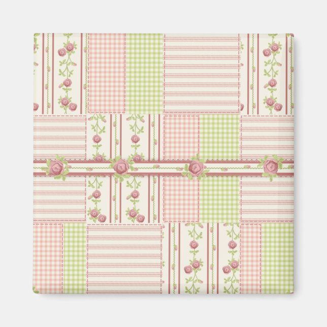 Imán Rosa victoriano Quilt Magnet (Frente)