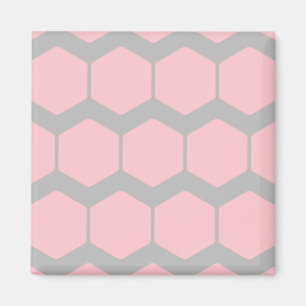 Imán Rosa y gris, modelo de zigzag geométrico retro