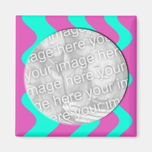 Imán rosa y marco de la foto de la turquesa