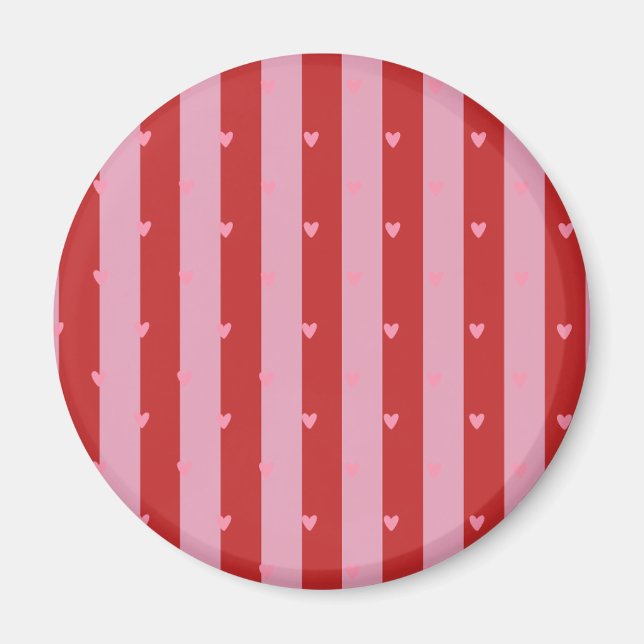 Imán Rosa y rojo, corazón rayado (Frente)