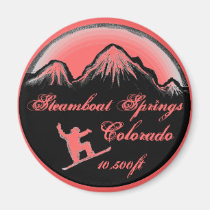 Imán rosado de la snowboard de Steamboat Springs