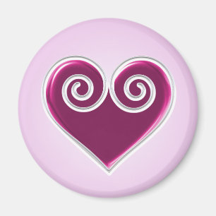 Imán rosado del corazón del Relieve metalizado