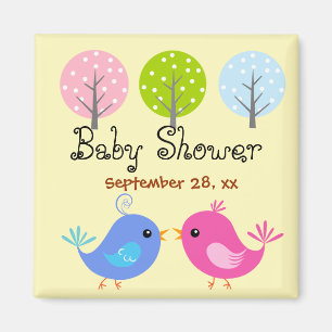 Imán rosado y azul de Baby Shower de los pájaros