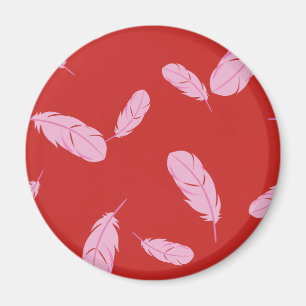 Imán rosado y rojo - plumas