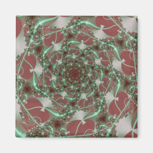 Imán Rosas Arte fractal rojo y verde
